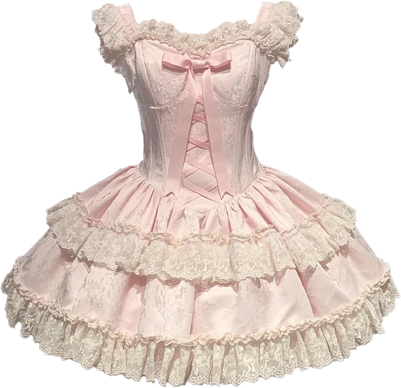 アイボリー ロリータドレス レースアップ レースアップフリルコルセット（トワルドロココブルー